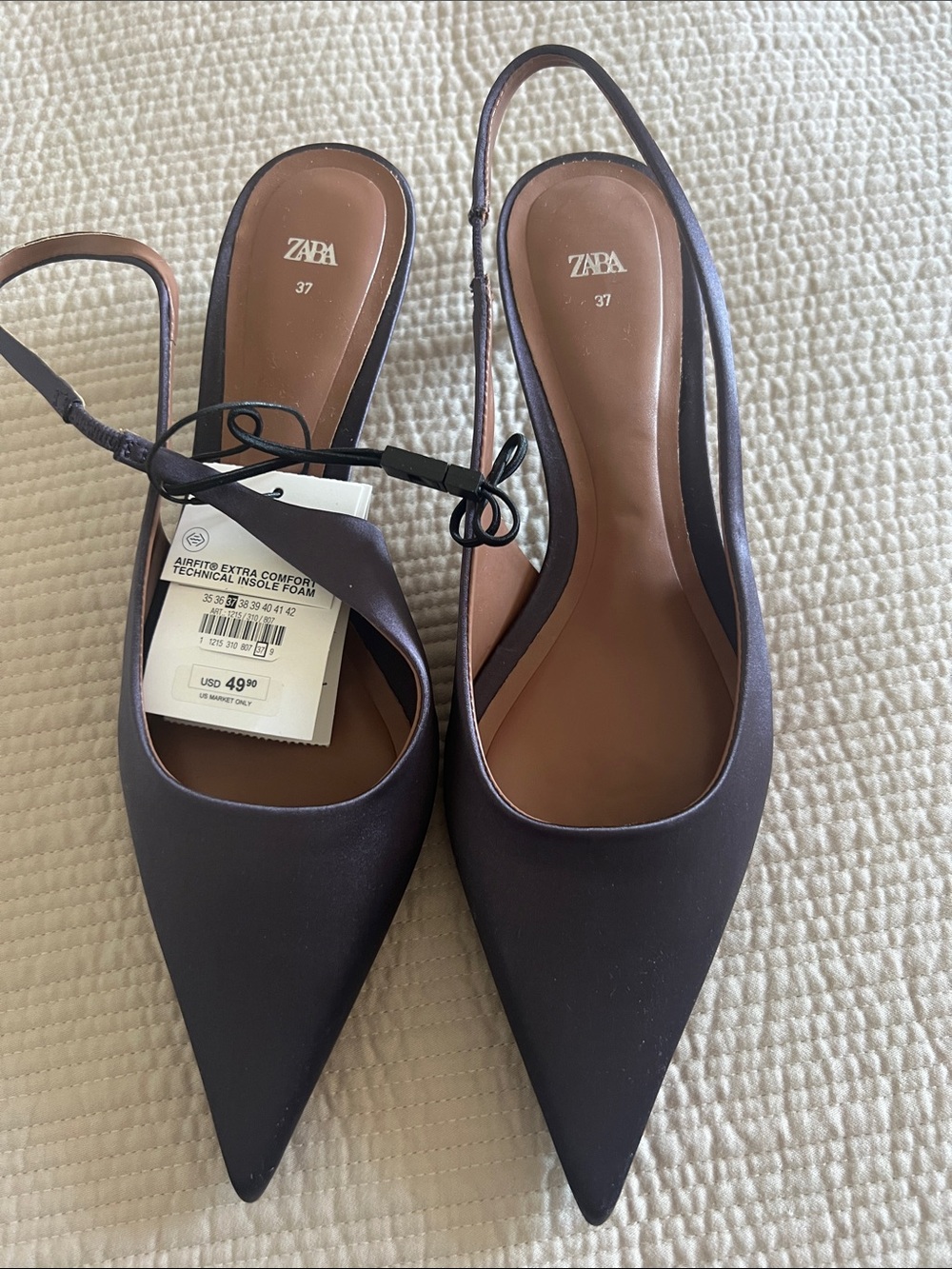 Zara Women's Pointed Slingback Flats in Dark purple blue